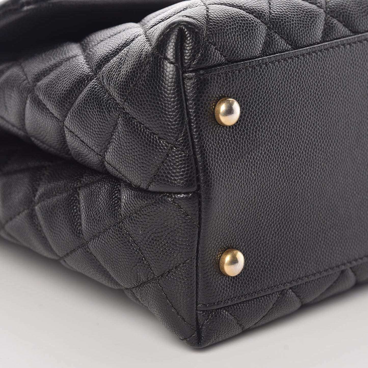Caviar Lizard Quilted Medium Coco Handle Flap Black
