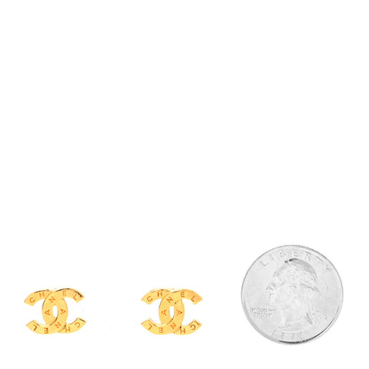Chanel Metal CC Paris Button Stud Earrings Gold 2 of 4