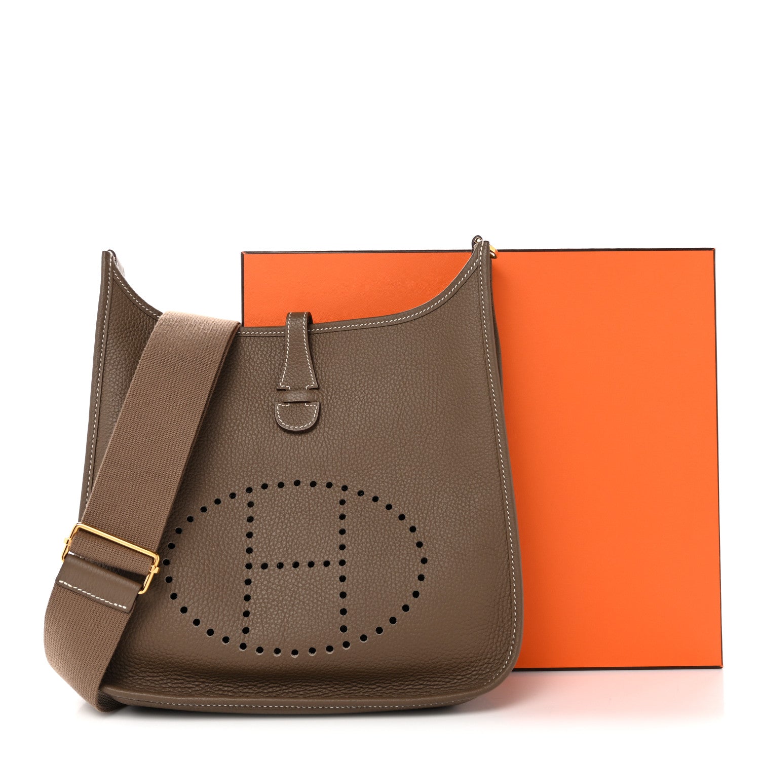 Hermes Taurillon Clemence Evelyne III PM Etoupe 11 of 11