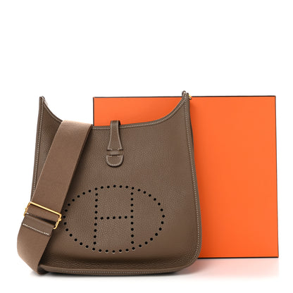 Hermes Taurillon Clemence Evelyne III PM Etoupe 11 of 11