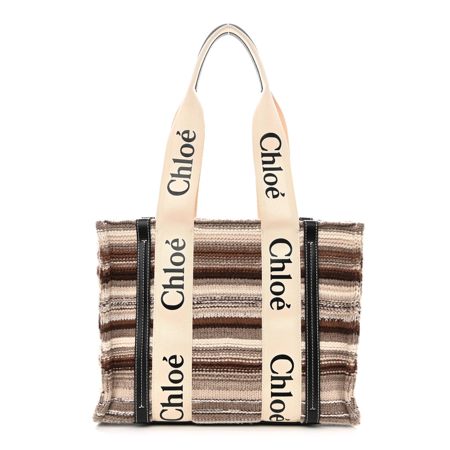 Knit Medium Woody Ribbon Tote Black Multicolor