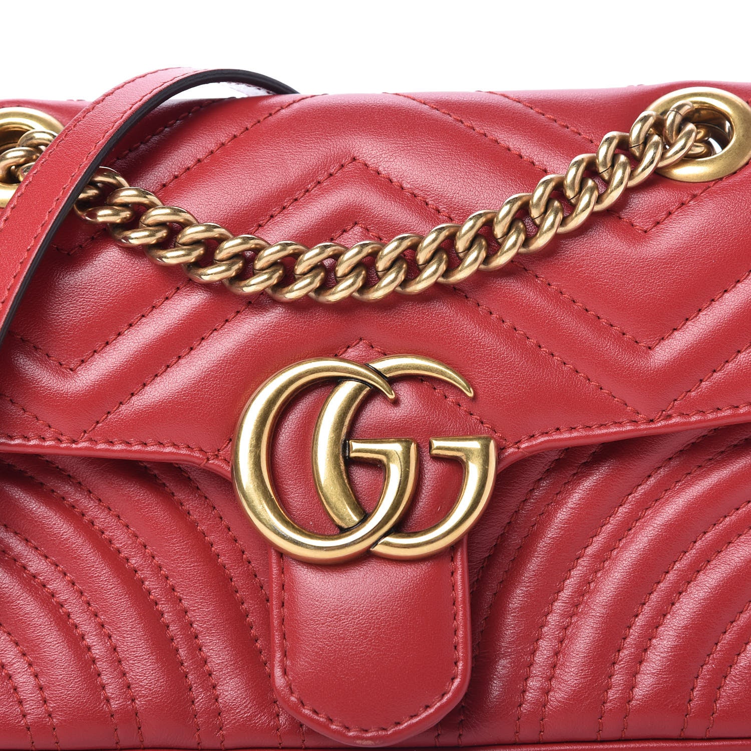 Gucci Calfskin Matelasse Mini GG Marmont Shoulder Bag Hibiscus Red 9 of 9