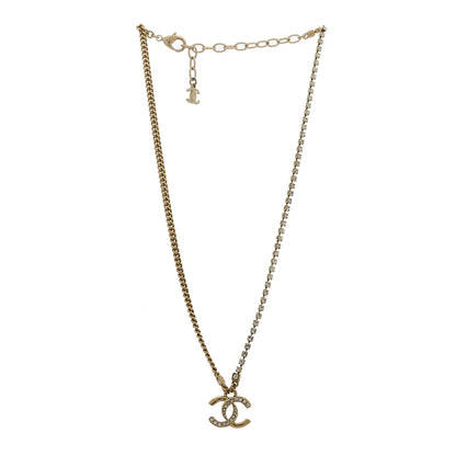 Chanel Crystal CC Pendant Necklace Gold 3 of 5