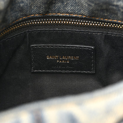 Saint Laurent Denim Quilted Toy Loulou Puffer Monogram Chain Satchel Blue Cinnamon 6 of 11