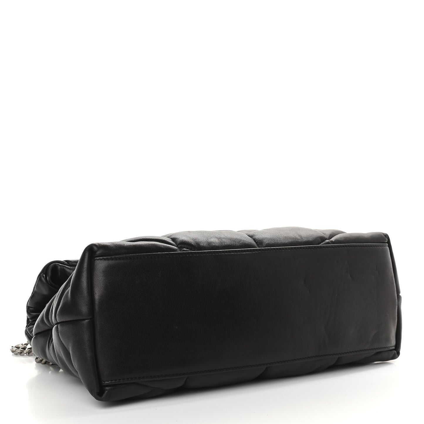 Lambskin Quilted Medium Loulou Puffer Monogram Chain Satchel Black