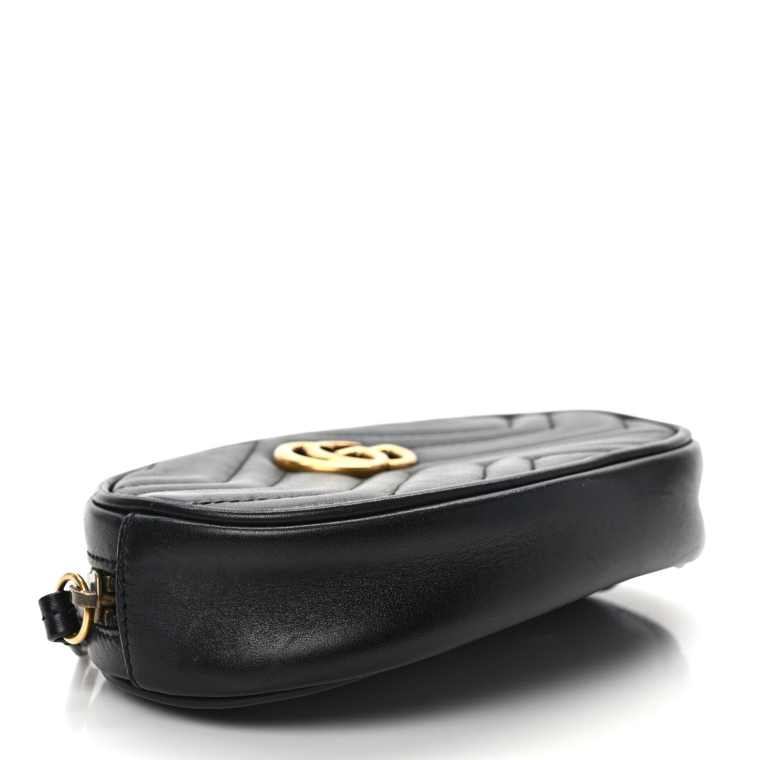 Gucci Calfskin Matelasse GG Marmont Belt Bag 75 30 Black 3 of 8