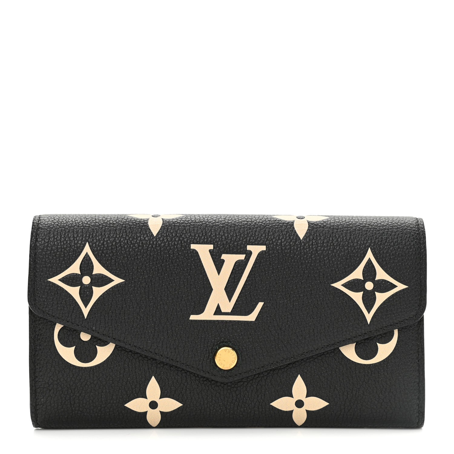 Louis Vuitton Monogram Empreinte Giant Sarah Wallet Black Beige 1 of 8