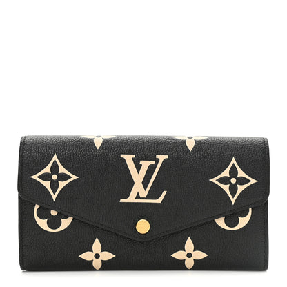 Louis Vuitton Monogram Empreinte Giant Sarah Wallet Black Beige 1 of 8