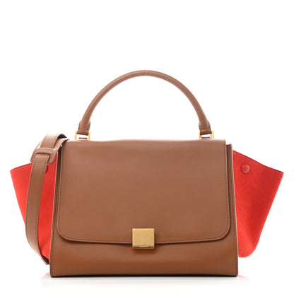 Celine Natural Calfskin Suede Medium Bi-Color Trapeze Tan 1 of 8