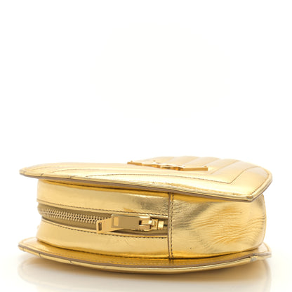 Saint Laurent Metallic Calfskin Matelasse Chevron Monogram Small Love Heart Chain Bag Gold 4 of 10