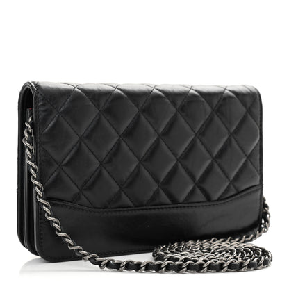 Chanel Aged Calfskin Quilted Gabrielle Wallet On Chain WOC Black 3 of 13
