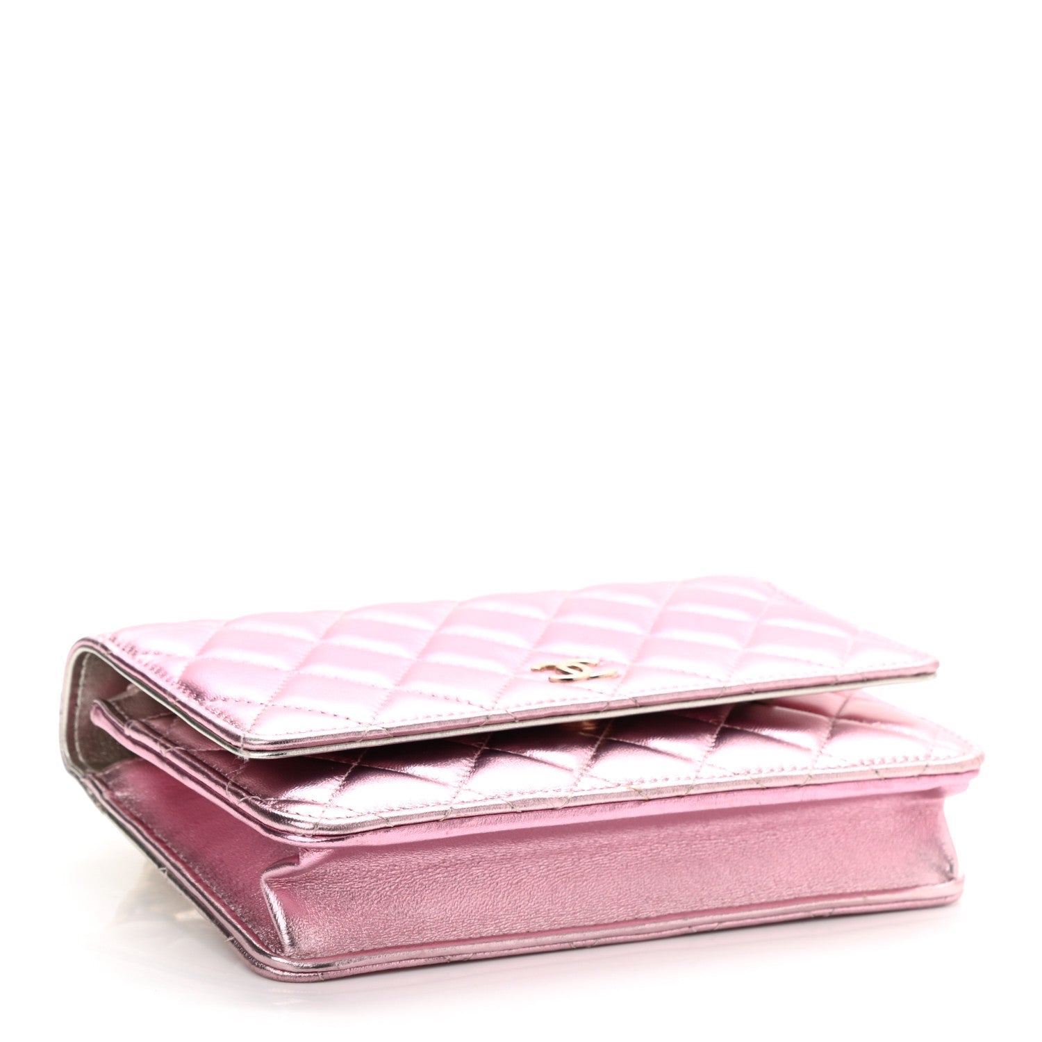 Chanel Gradient Metallic Lambskin Quilted Like A Wallet Wallet On Chain WOC Gold Pink 4 of 11