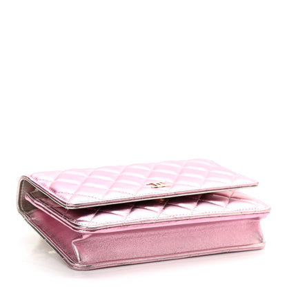 Chanel Gradient Metallic Lambskin Quilted Like A Wallet Wallet On Chain WOC Gold Pink 4 of 11