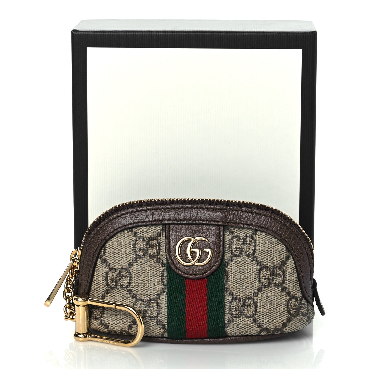 GG Supreme Monogram Web Ophidia Dome Key Pouch Beige New Acero