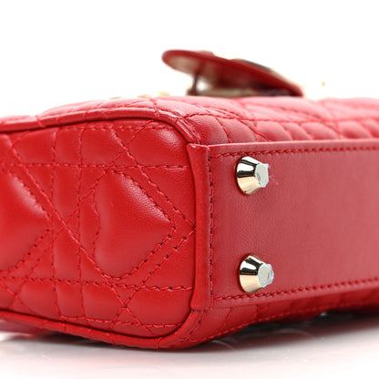 Christian Dior Calfskin Cannage Dioramour Micro Lady Dior Bright Red 7 of 8