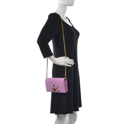 Gucci Calfskin Marquise Crystals Mini GG Chain Wallet Malva 2 of 8