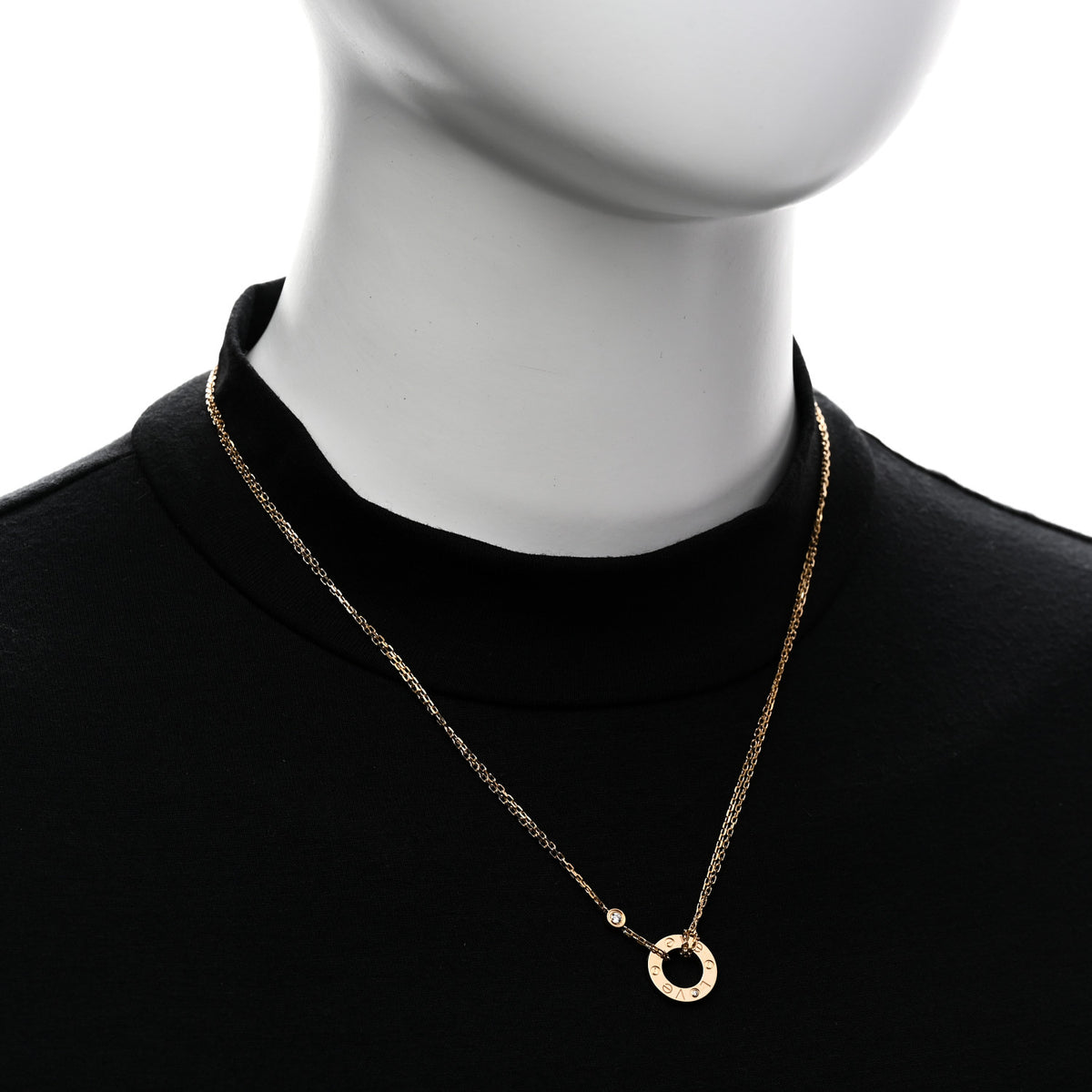 18K Yellow Gold 2 Diamond LOVE Necklace