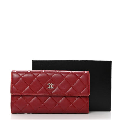 Chanel Lambskin Quilted Large Gusset Flap Wallet Red 14 of 14
