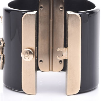 Chanel Resin Crystal Moon CC Wide Cuff Black 4 of 6