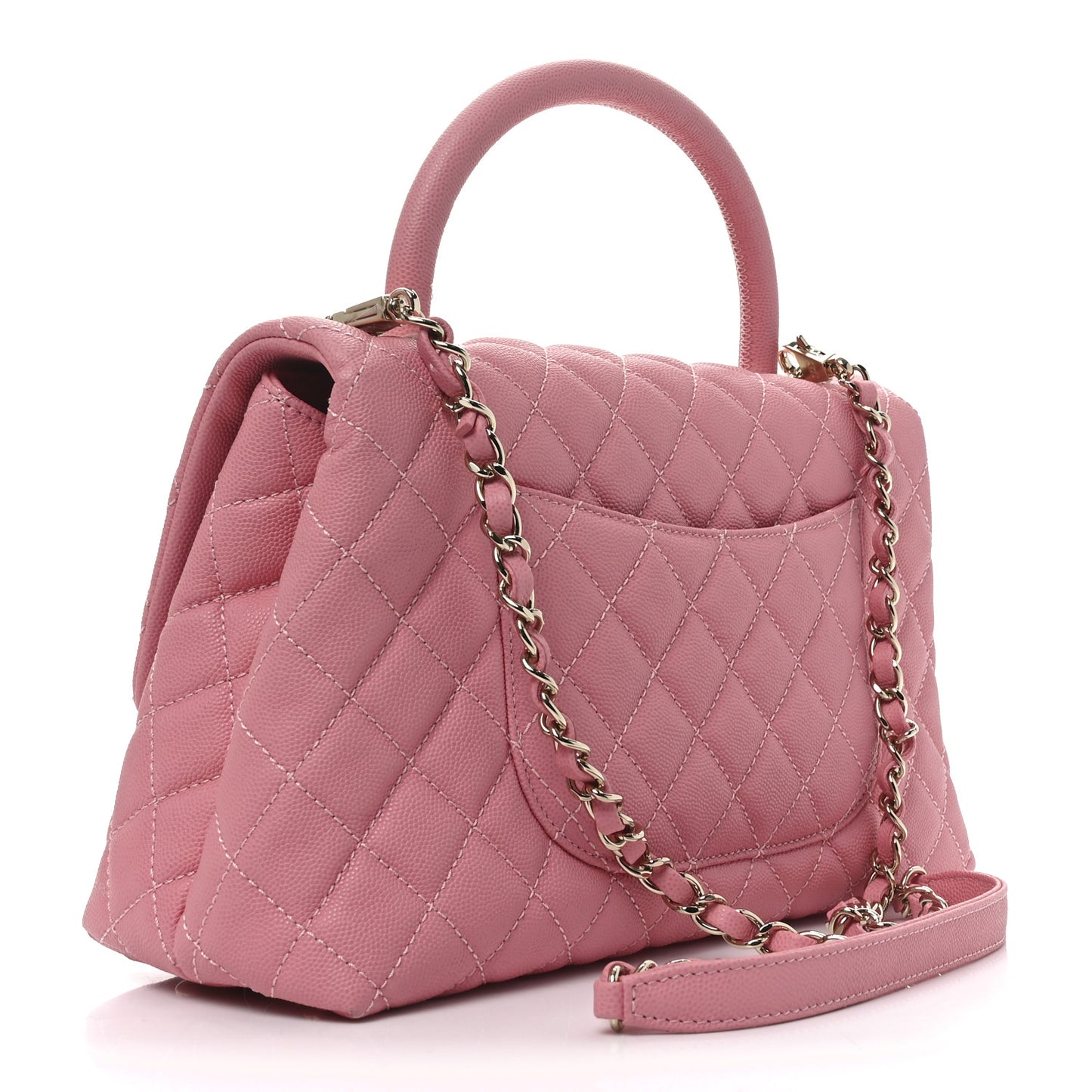 Caviar Quilted Small Coco Handle Flap Light Pink