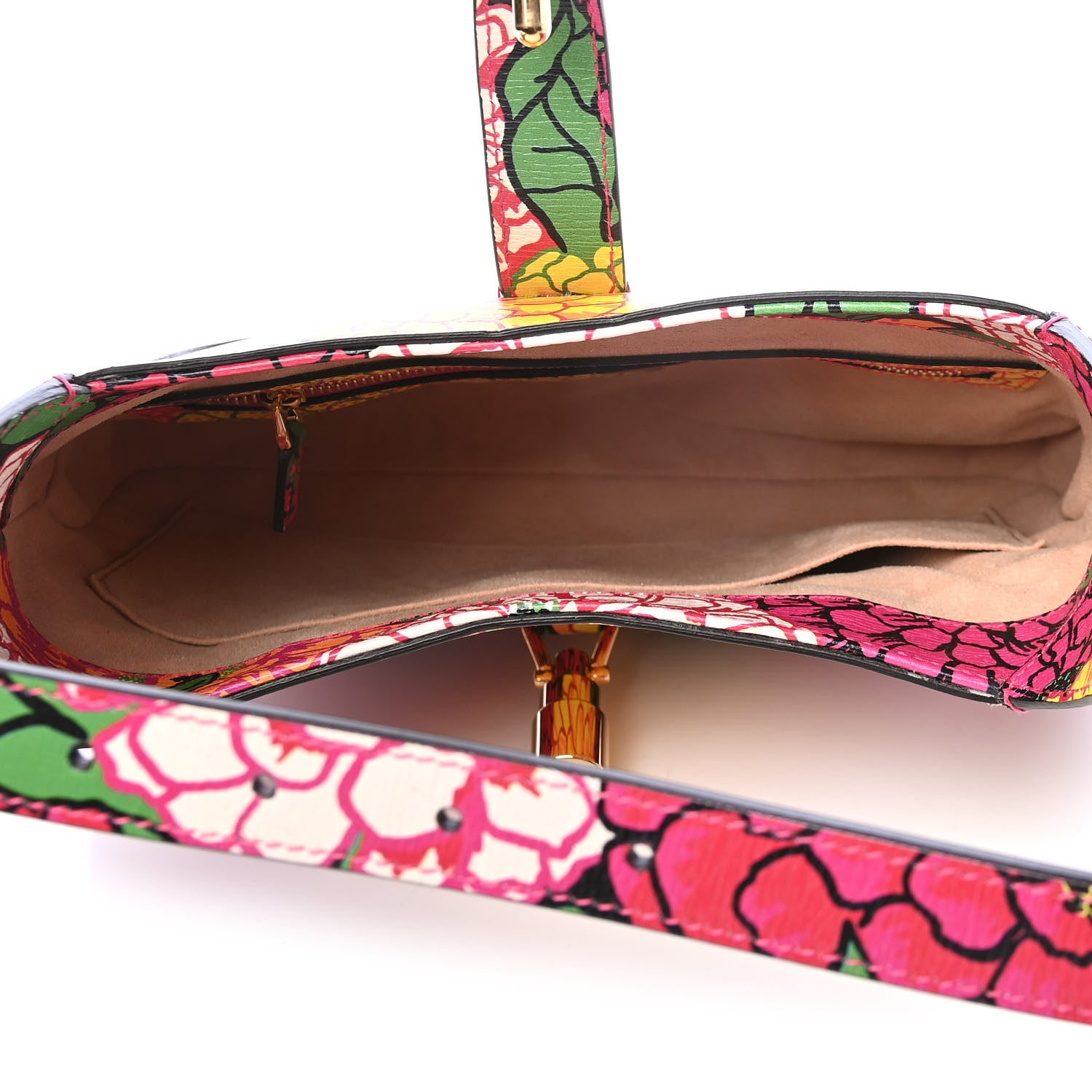 Gucci X KEN SCOTT Textured Calfskin Pomponica Print Small Jackie 1961 Hobo Multicolor Fuxia Pompon 4 of 4