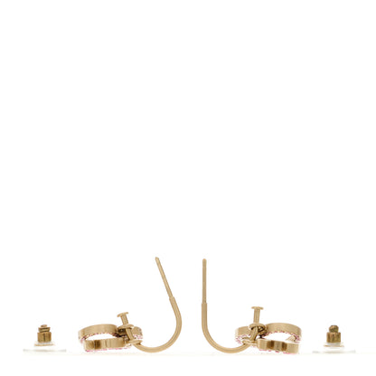 Chanel Metal Crystal Heart CC Drop Earrings Pink Gold 3 of 4