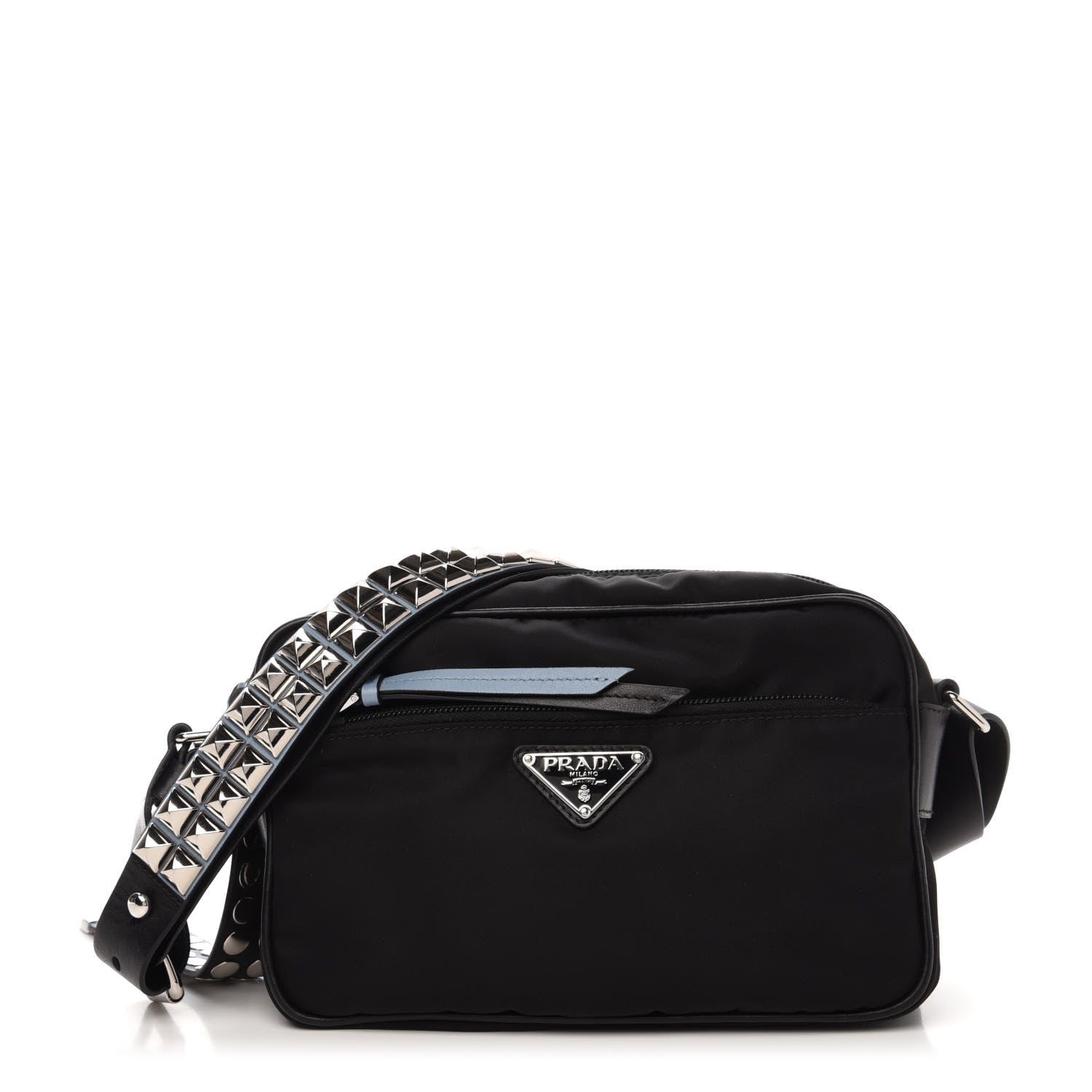 Prada Tessuto Nylon Studded New Vela Shoulder Bag Black Astrale 1 of 10