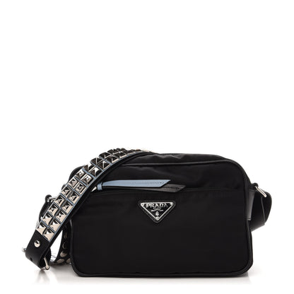 Prada Tessuto Nylon Studded New Vela Shoulder Bag Black Astrale 1 of 10