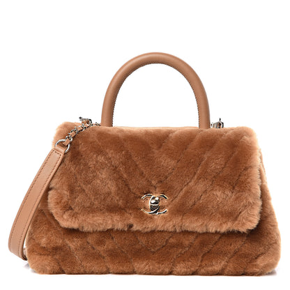 Chanel Shearling Lambskin Coco Handle Flap Dark Beige 1 of 10