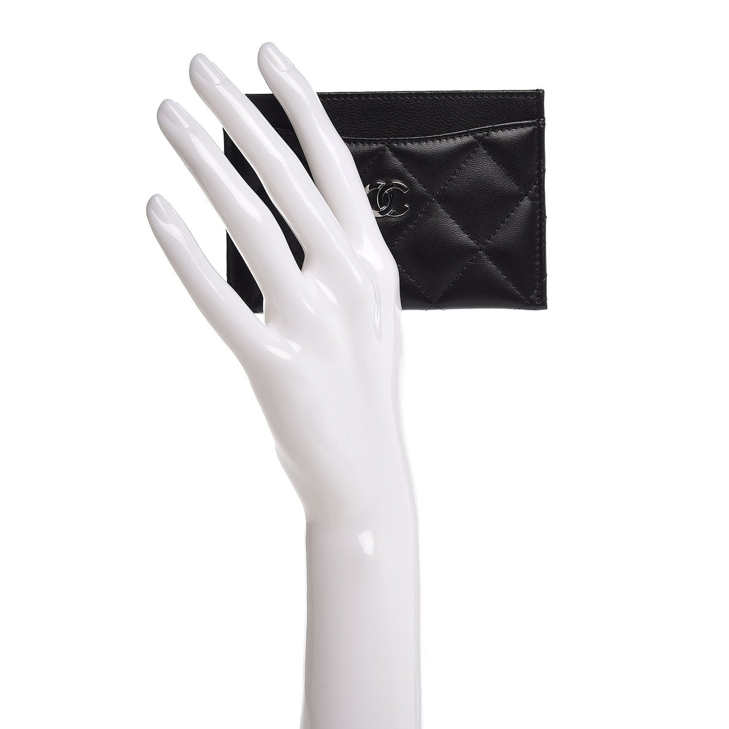 Lambskin Quilted Card Holder Black