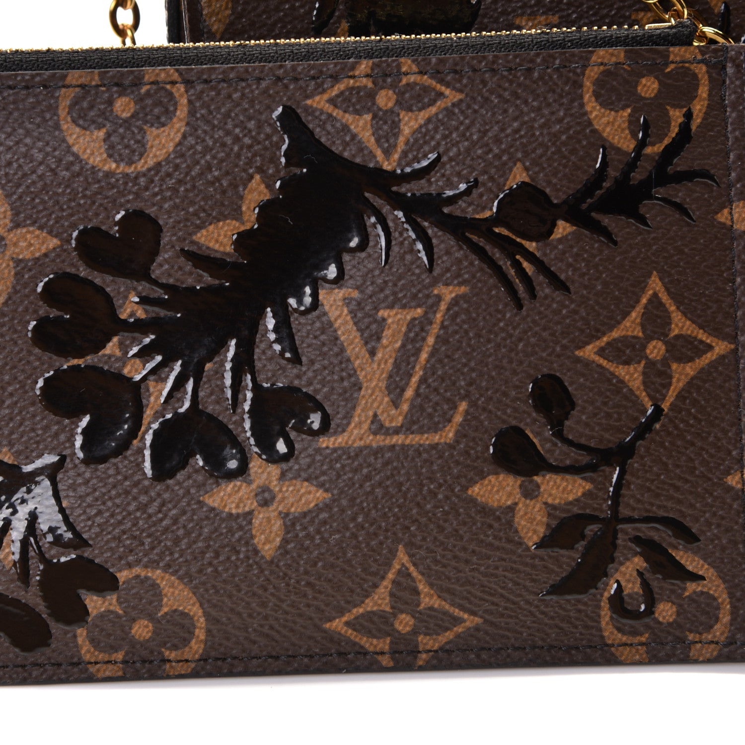 Louis Vuitton Monogram Blossom Pochette Felicie Chain Wallet Black 9 of 11