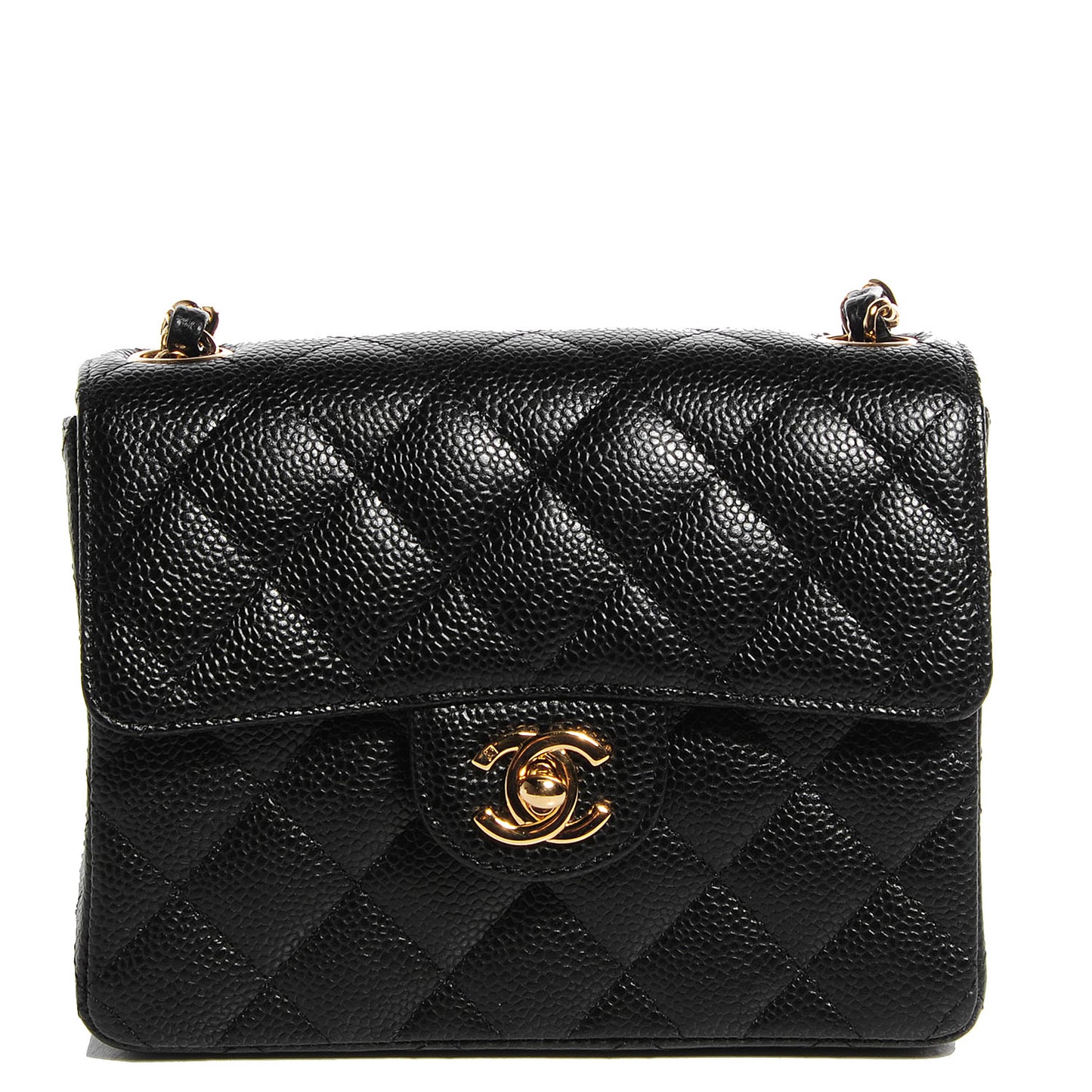 Caviar Quilted Mini Square Flap Bag Black