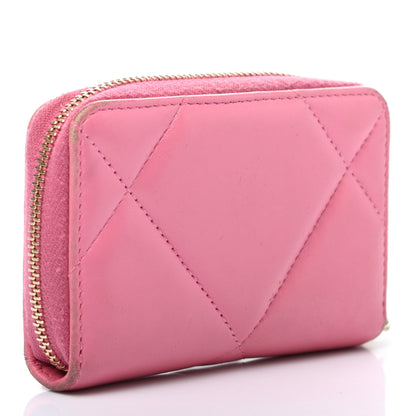 Chanel Lambskin Quilted Chanel 19 Zip Around Coin Purse Wallet Pink 5 of 25
