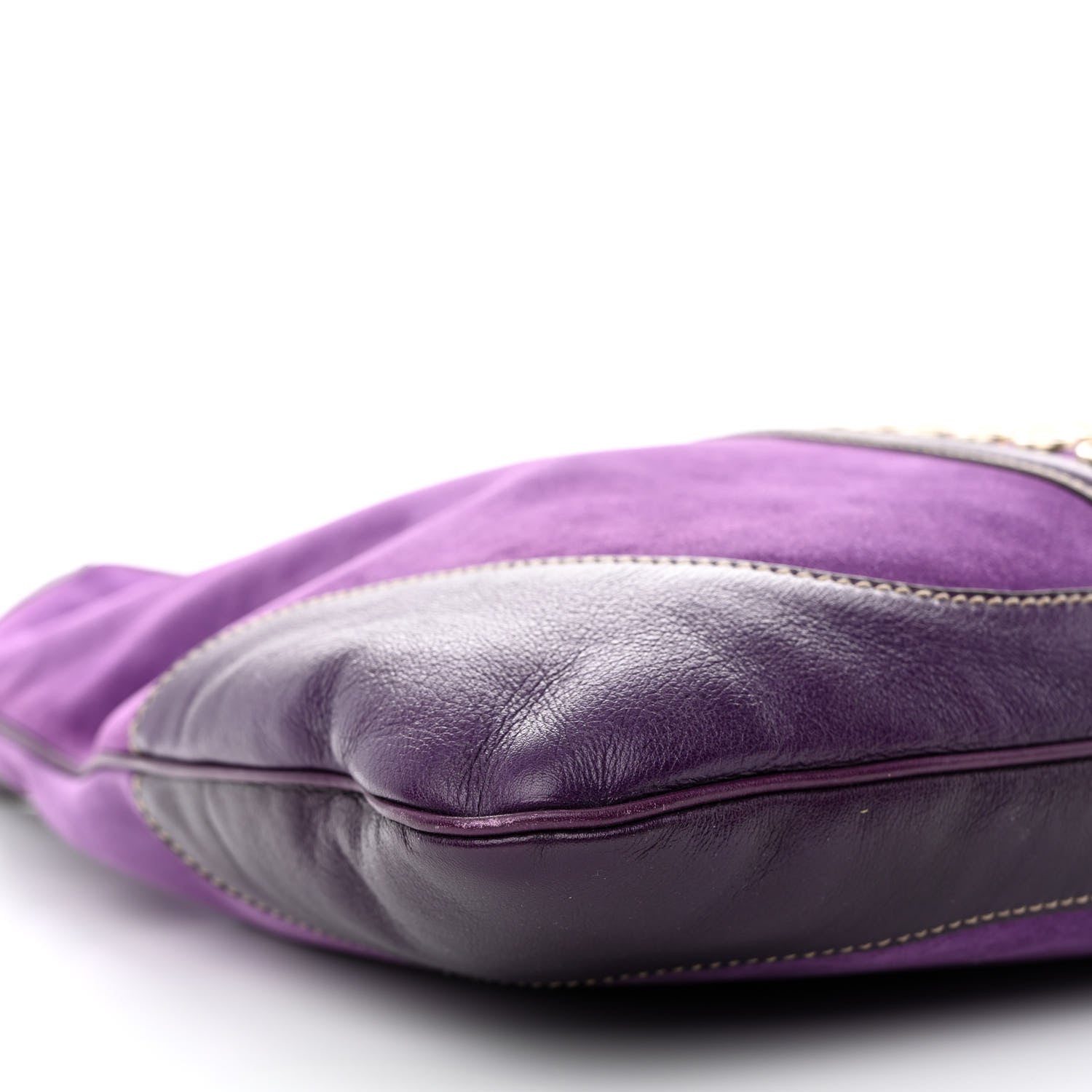 Gucci Suede Studded Large Jackie Shoulder Bag Purple 9 of 10