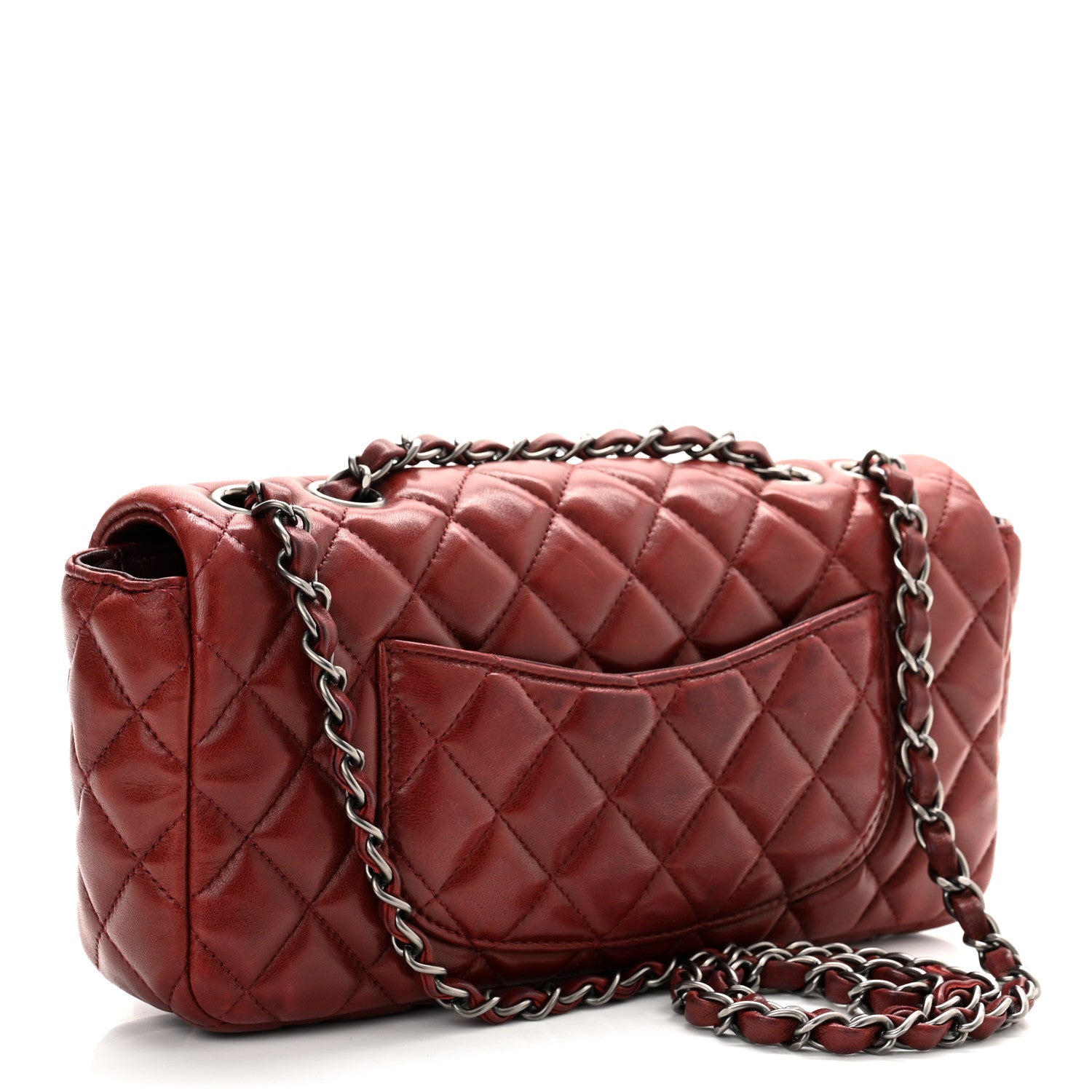 Chanel Lambskin Quilted East West Flap Dark Red 3 of 10