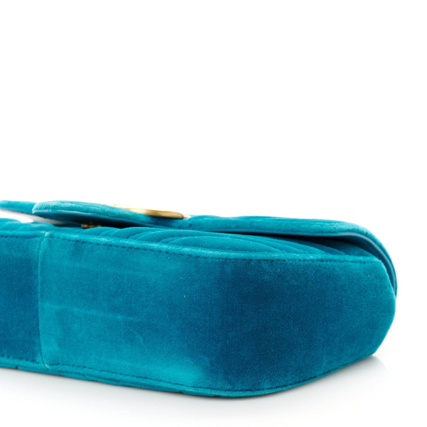 Velvet Matelasse Mini GG Marmont Shoulder Bag Pavone Cyan