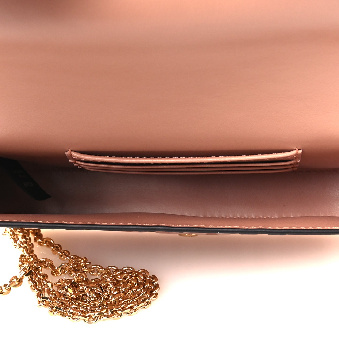 Calfskin FF Diamonds Wallet On Chain Pink