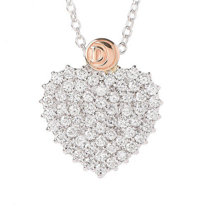 Damiani 18K White Pink Gold Diamond Cuore Logo Pendant Necklace 4 of 5