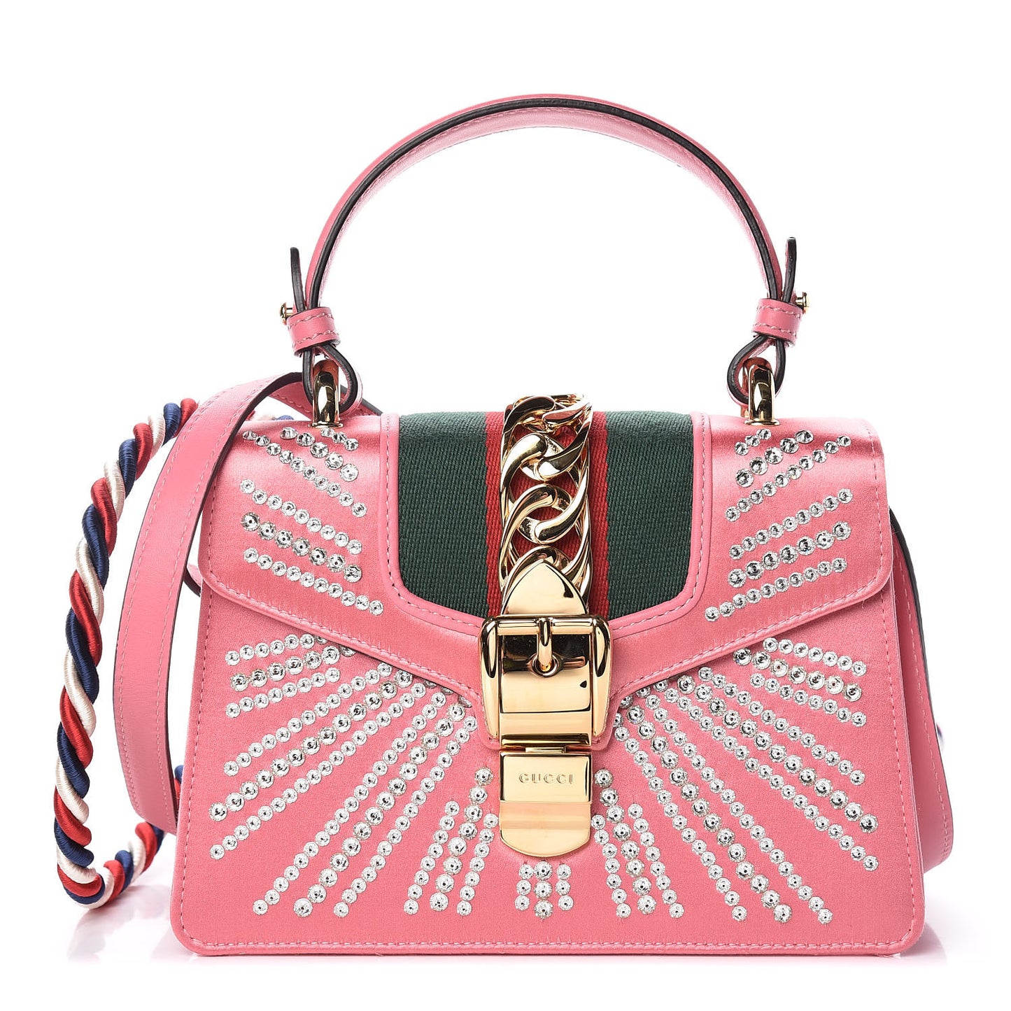 Satin Crystal Mini Sylvie Top Handle Bag Peony