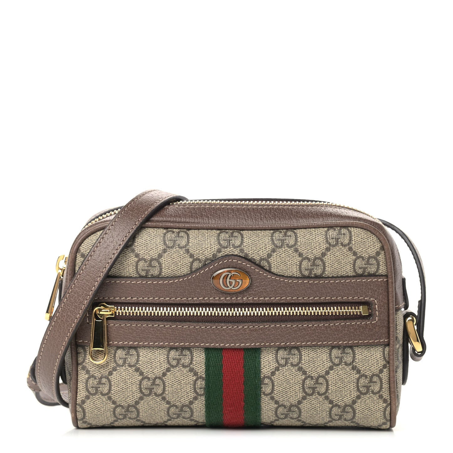 GG Supreme Monogram Web Mini Ophidia Shoulder Bag Brown