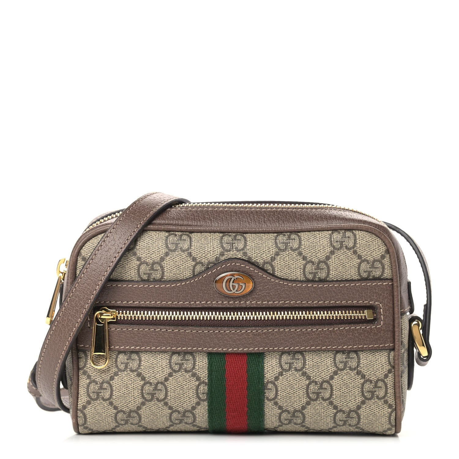 Gucci GG Supreme Monogram Web Mini Ophidia Shoulder Bag Brown 1 of 11