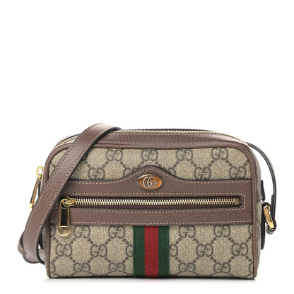 Gucci GG Supreme Monogram Web Mini Ophidia Shoulder Bag Brown 1 of 11