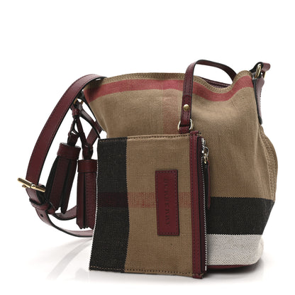 Burberry Canvas Mega Check Mini Ashby Tassel Crossbody Burgundy Red 3 of 12