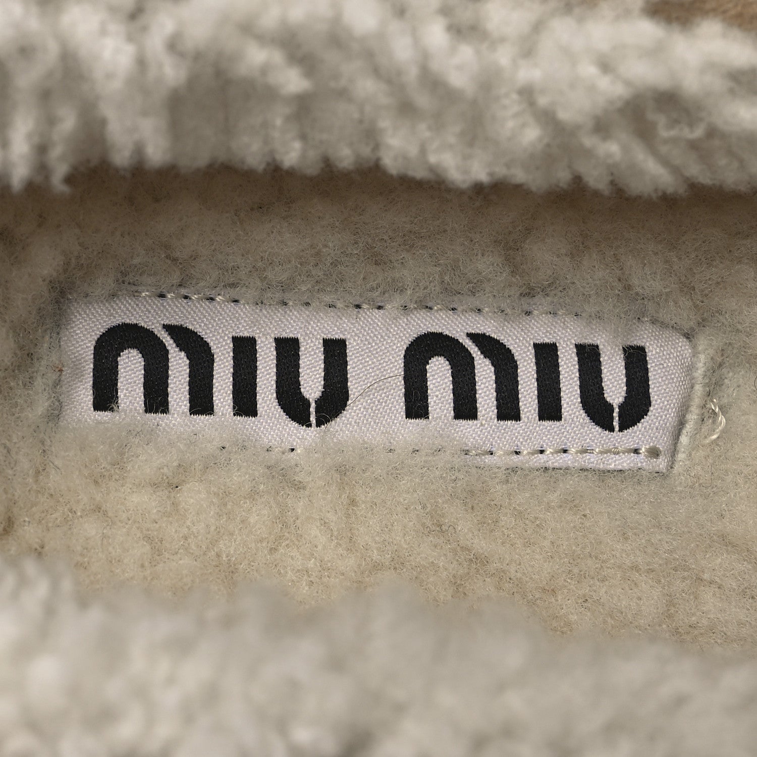 Miu Miu Shearling Moccasin Loafers 35 Beige 8 of 12