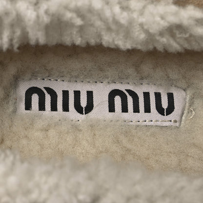 Miu Miu Shearling Moccasin Loafers 35 Beige 8 of 12