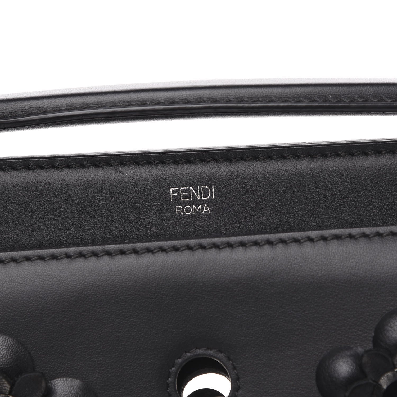Fendi Calfskin Flowerland Dotcom Satchel Black 5 of 10