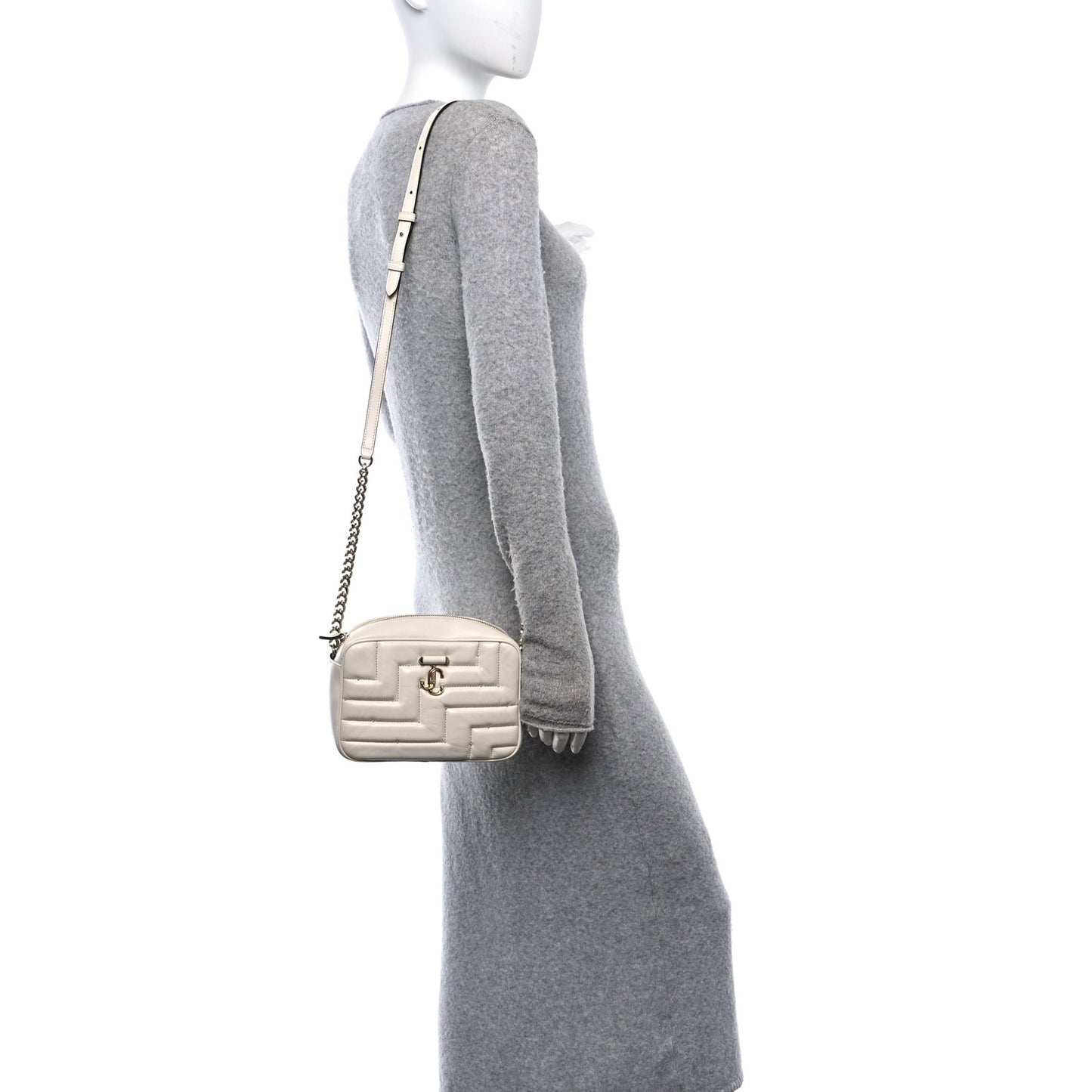 Nappa Quilted Studded Varenne Camera Bag White