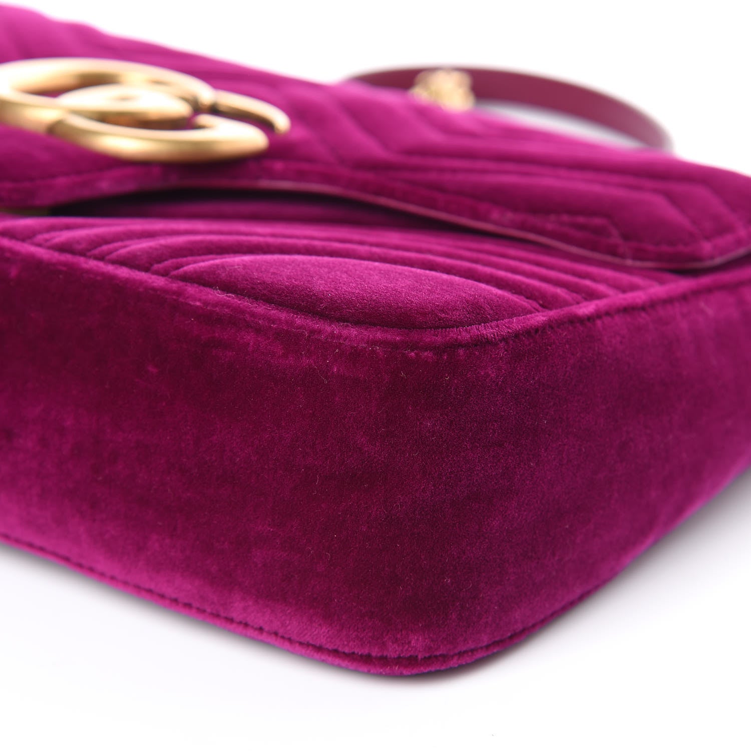 Gucci Velvet Matelasse Medium GG Marmont Shoulder Bag Fuchsia Violet Cyclamen 9 of 11