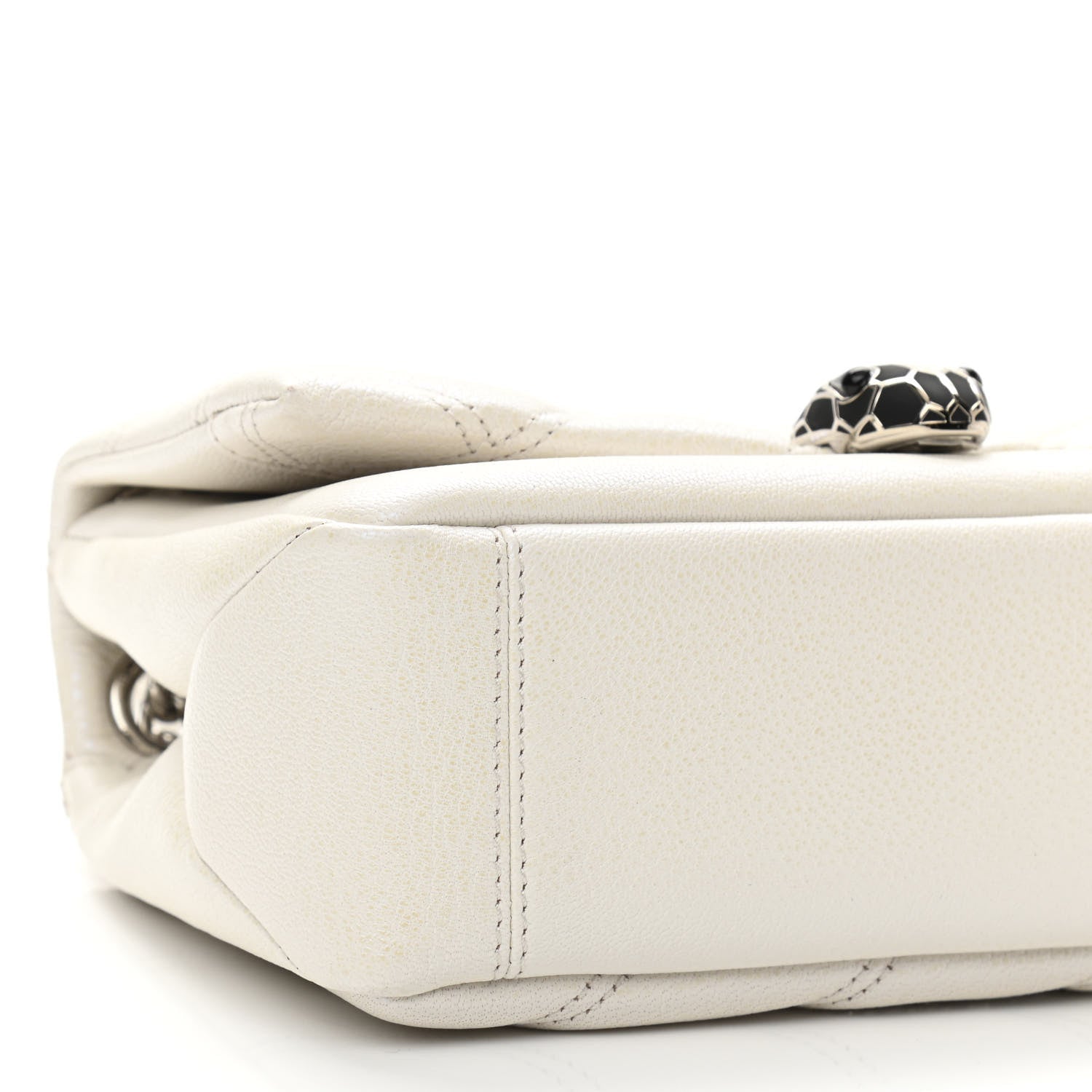 Bulgari Calfskin Matelasse Small Serpenti Cabochon Shoulder Bag White 9 of 11
