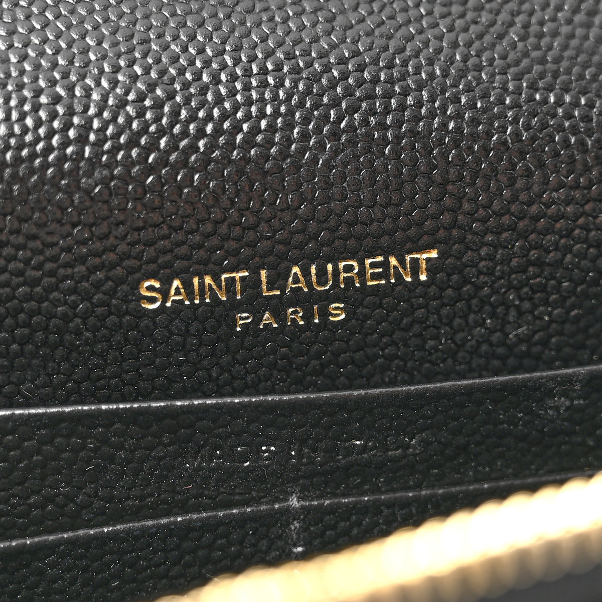 Saint Laurent Grain De Poudre Matelasse Chevron Monogram Envelope Chain Wallet Black 6 of 13